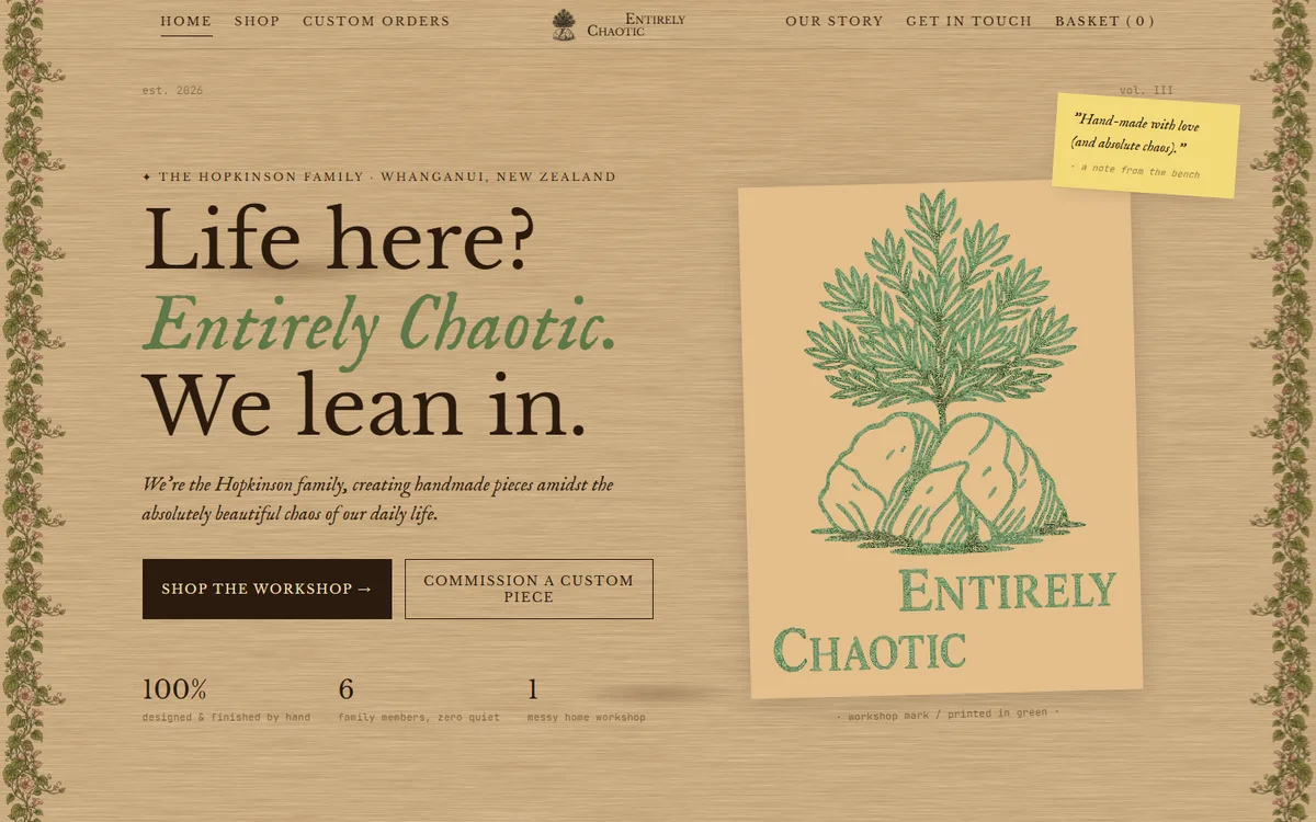 Entirely Chaotic website home page